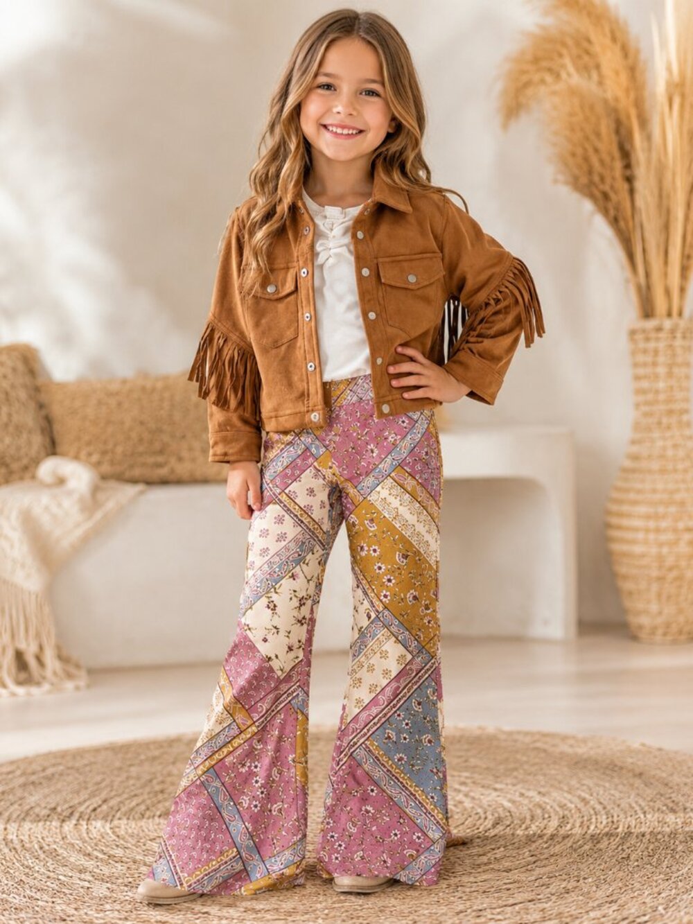 Tween Diva Western Patchwork-Printed Leggings Set Sz 7